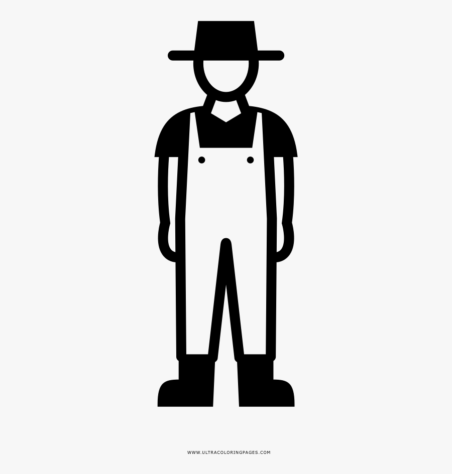Farmer Coloring Page - Cartoon, Transparent Clipart