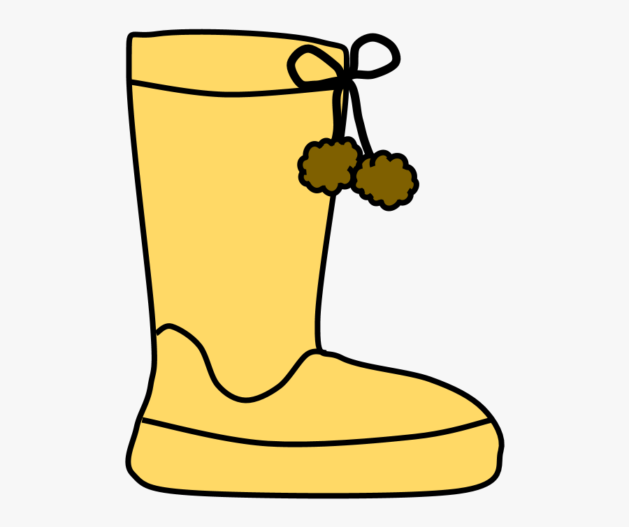 Boots, Pom-poms, Snow, Rain, Yellow, Tan - Boot, Transparent Clipart