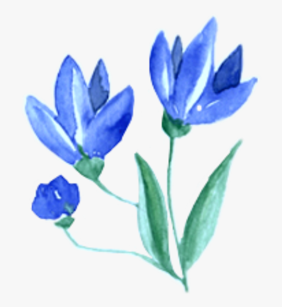 Ftestickers Watercolor Flowers Blue Clipart , Png Download - Blue Clipart Watercolor Flowers, Transparent Clipart