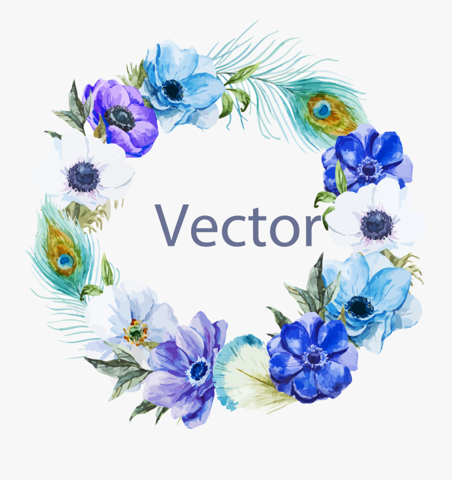 Painting Chic Illustration Blue Border Bohochic - Blue Flower Circle Border, Transparent Clipart