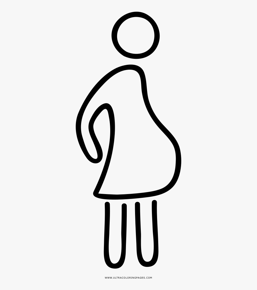 Pregnant Woman Coloring Page - Line Art, Transparent Clipart