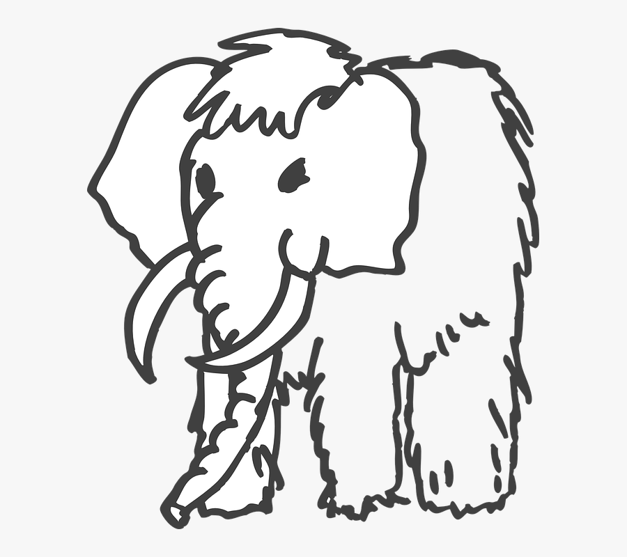 Wooly Mammoth Clipart Black And White, Transparent Clipart