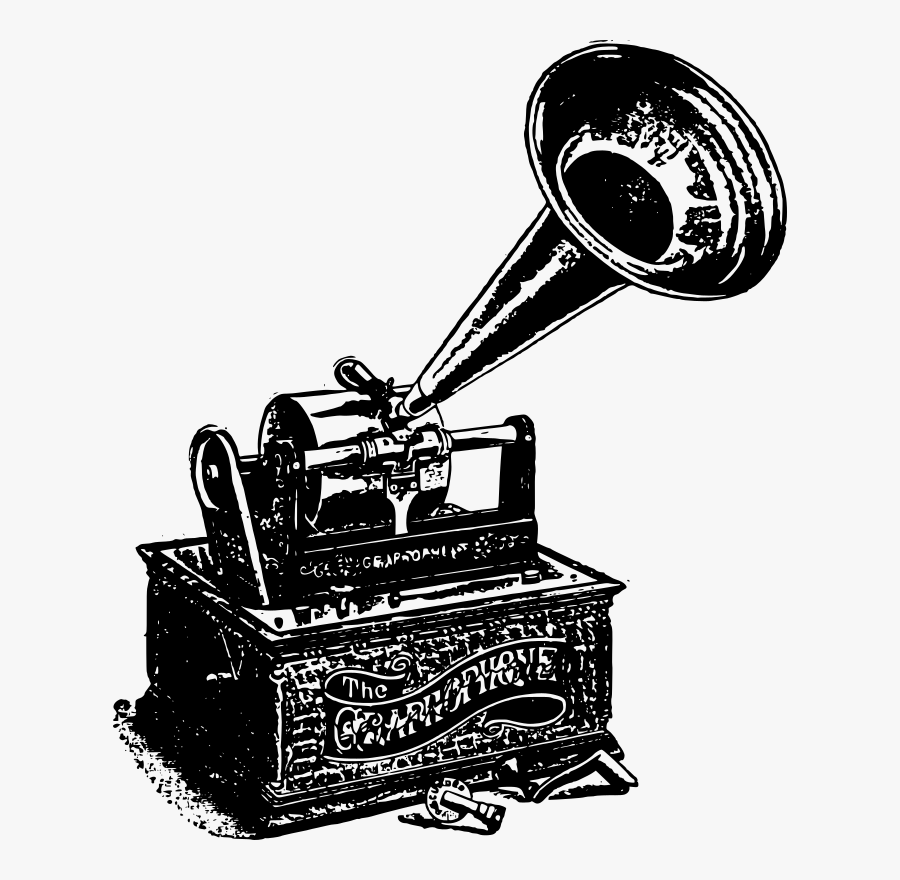 Phonograph Black And White, Transparent Clipart