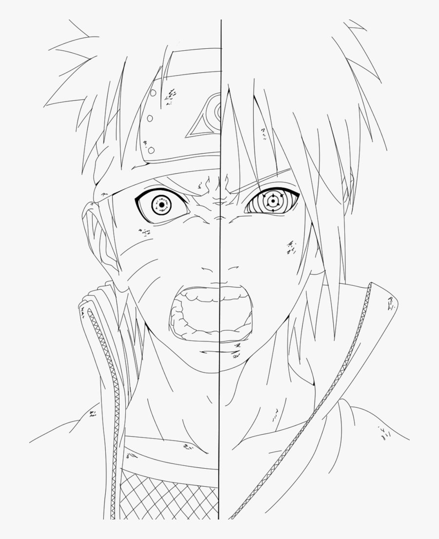 Transparent Naruto Face Png - Naruto And Sasuke Lineart, Transparent Clipart