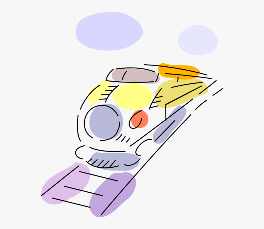 Vector Illustration Of Railroad Rail Transport Speeding - Cartoon, Transparent Clipart