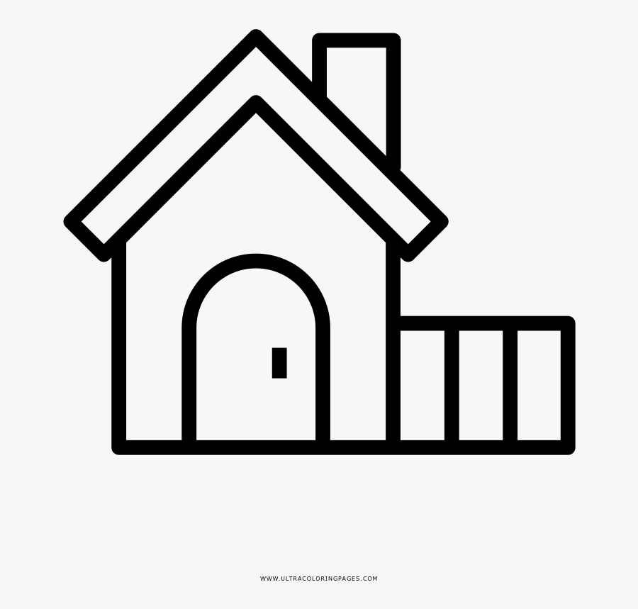Farm House Coloring Page - House Icon Outline, Transparent Clipart