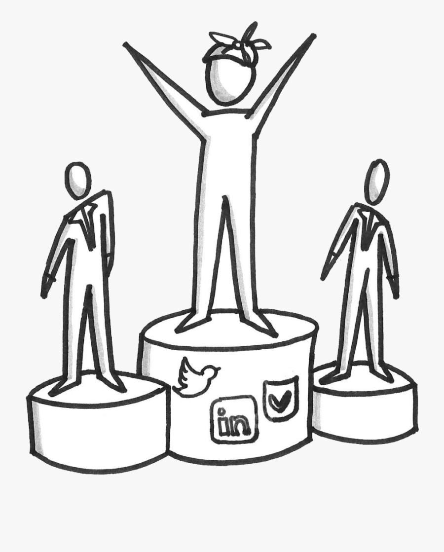 Younger Person On Winners Podium With Social Media, Transparent Clipart