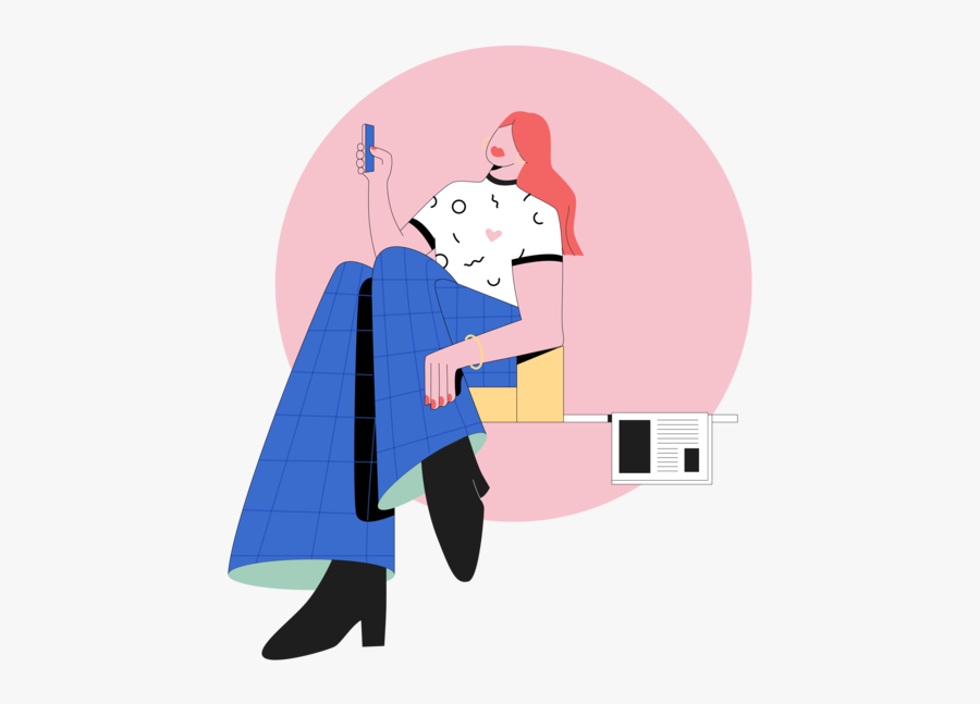 Killing Time Redhead Hipster People Phone Chilling - Illustration, Transparent Clipart