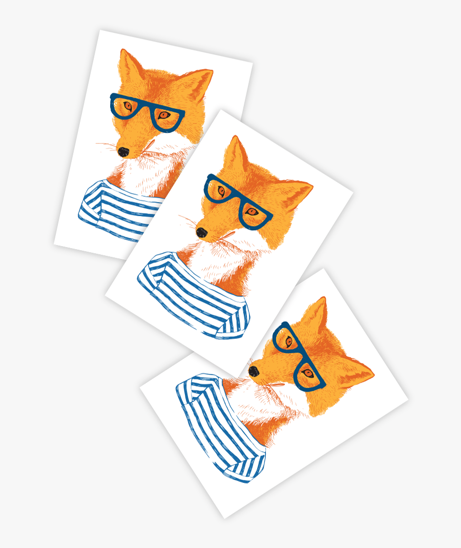 Hipster Fox"
 Class= - Cartoon, Transparent Clipart