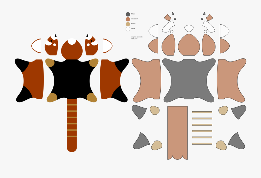 Red Panda Plush Sewing Pattern, Transparent Clipart