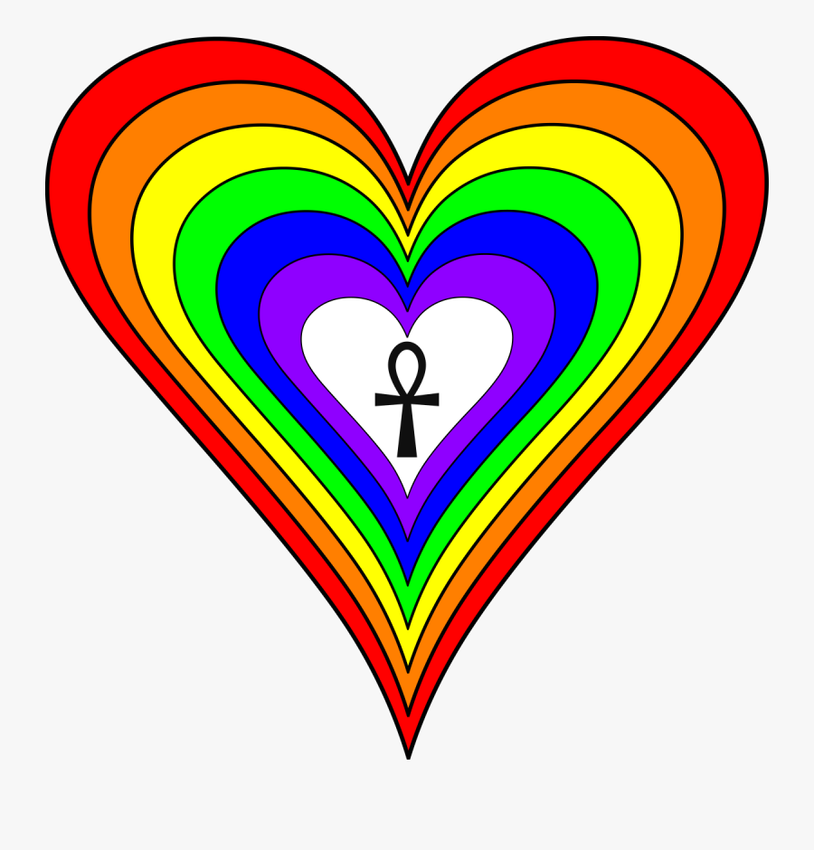 Rainbow Heart, Transparent Clipart