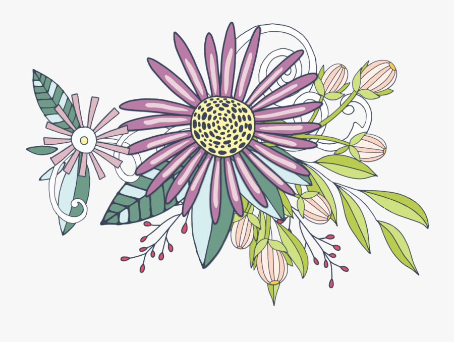 Hand Painted Purple Chrysanthemum Flower Png Transparent - African Daisy, Transparent Clipart