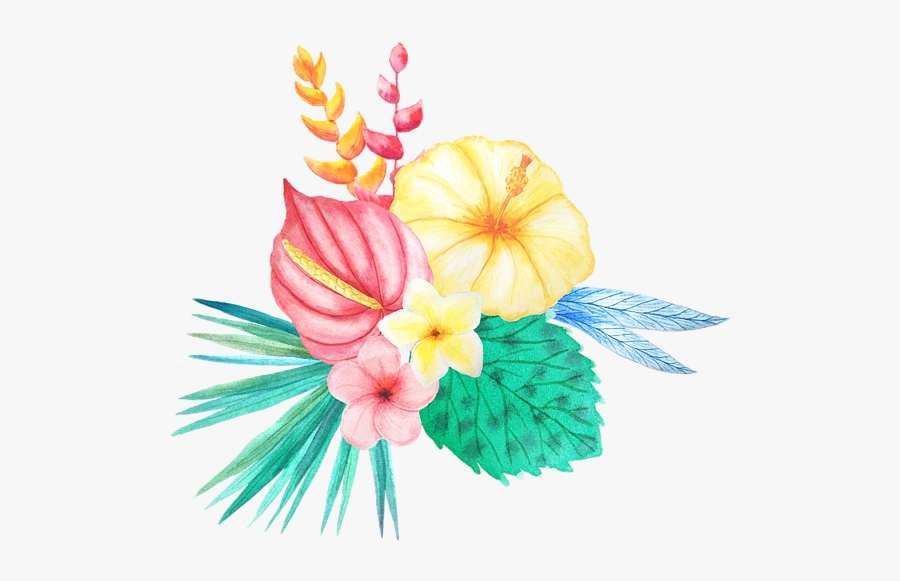Watercolor Tropical Flowers Clipart, Transparent Clipart