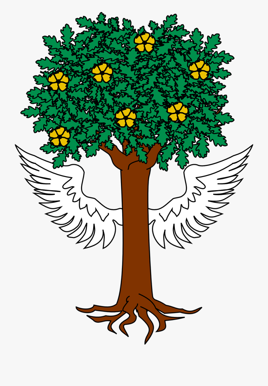 Tree Wings Roots Free Picture - Tree With Wings, Transparent Clipart
