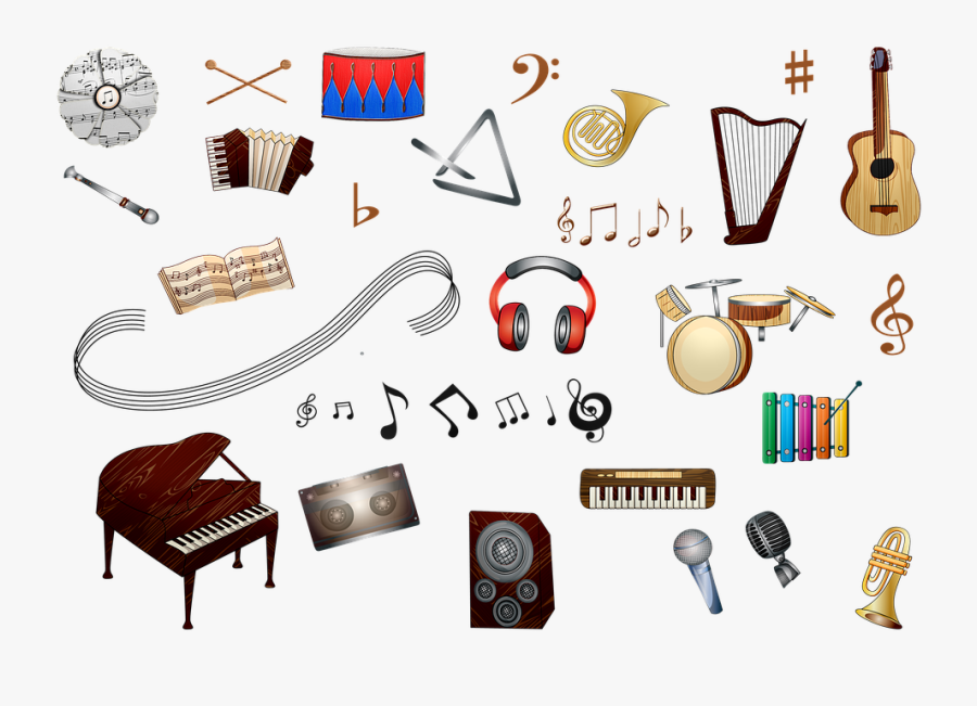 Music Instruments, Piano, Guitar, Cymbal, Organ, Transparent Clipart
