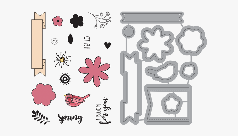 Hello Spring Stamp & Die Set Stamp And Die Image, Transparent Clipart
