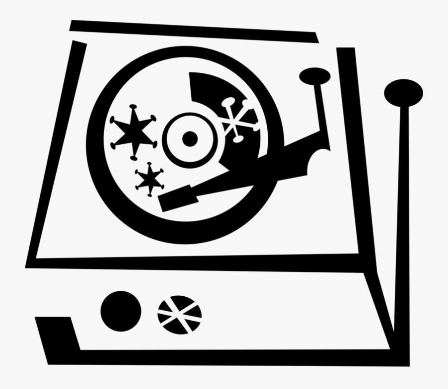 Vector Illustration Of Phonograph Record Player Turntable - Circle, Transparent Clipart