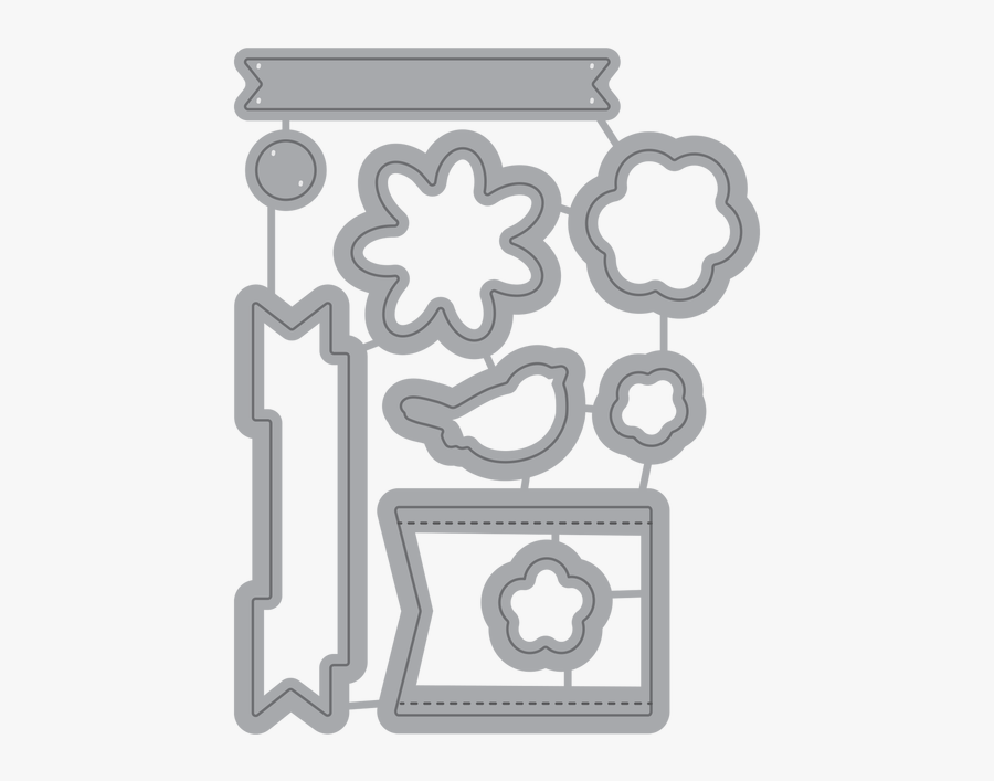 Hello Spring Stamp & Die Set Die Image - Silver, Transparent Clipart