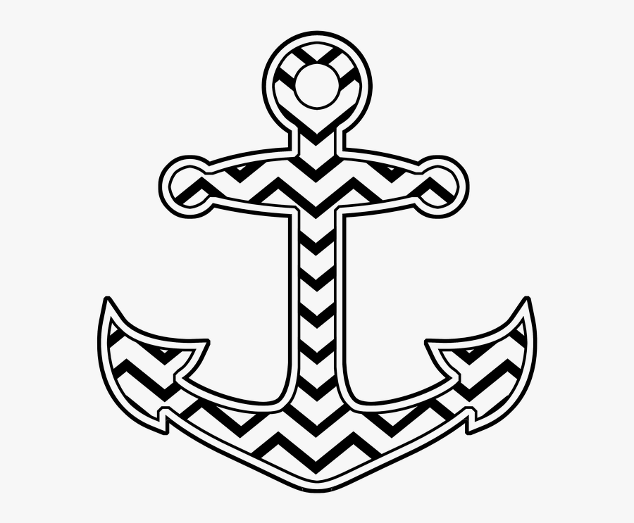 Anchor, Chevron, Cut File - Anchor With Black Chevron, Transparent Clipart