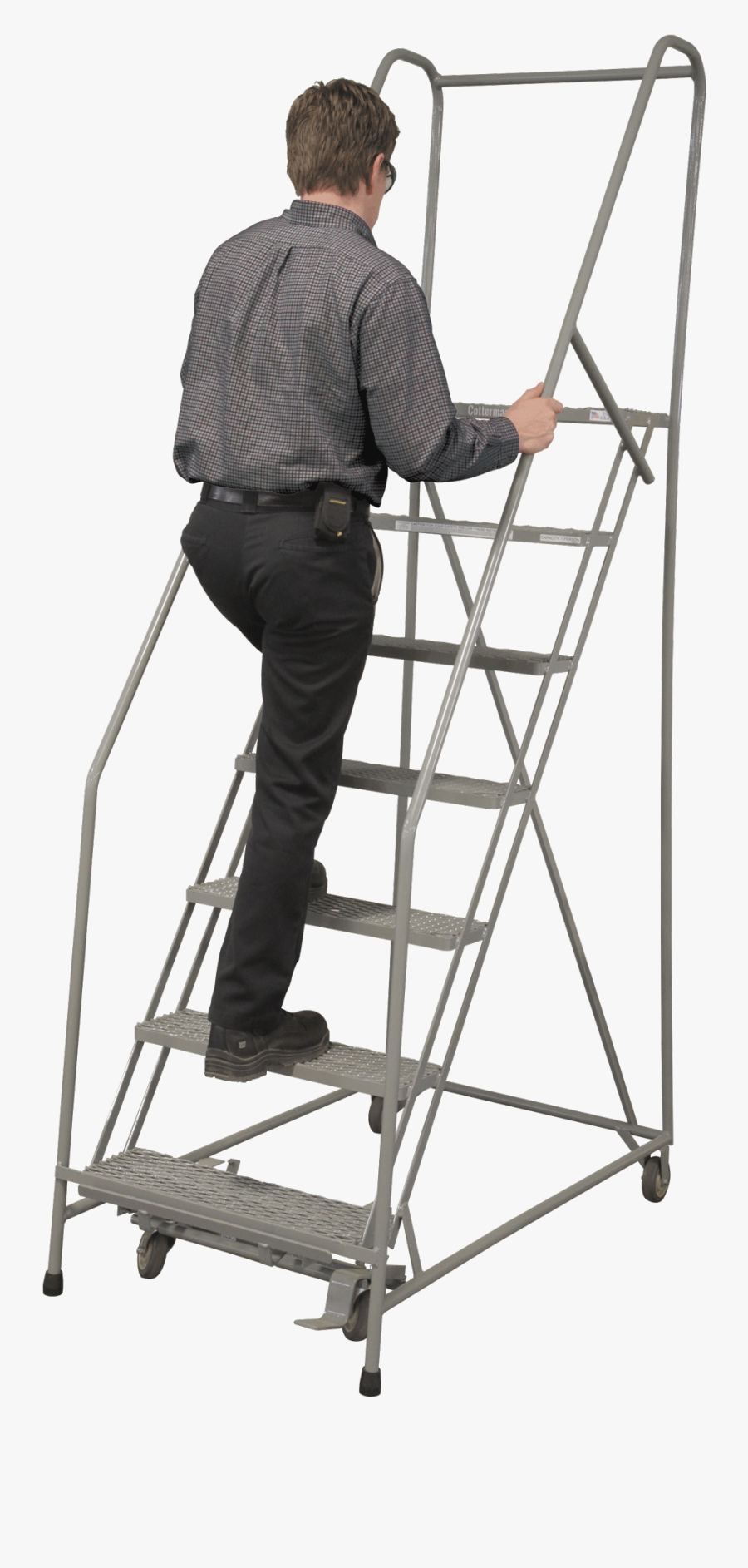1507 With Model - Cotterman Rolling Ladder, Transparent Clipart