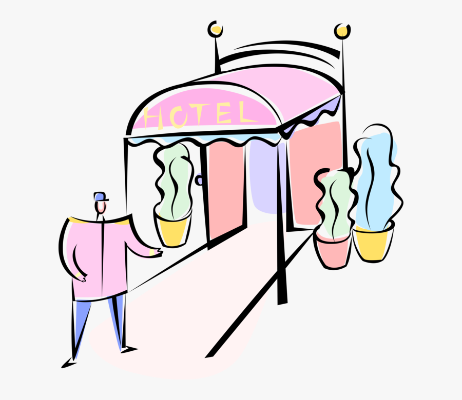 Vector Illustration Of Hospitality Industry Hotel Doorman, Transparent Clipart