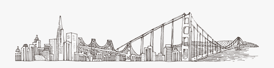Brooklyn Bridge Golden Gate Bridge Drawing Vector Graphics - City Landscape Sketch, Transparent Clipart