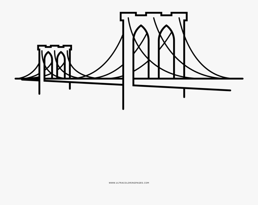 Brooklyn Bridge Drawing Coloring Book Line Art - Brooklyn Bridge Line Art, Transparent Clipart