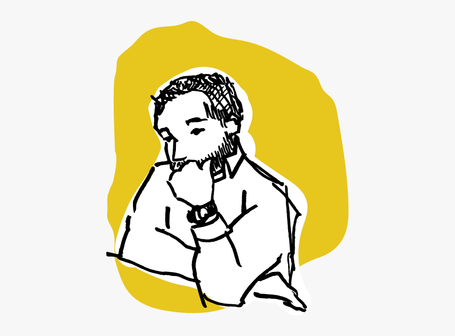 Illustrated Man Wearing A Watch On A Yellow Background - Illustration, Transparent Clipart