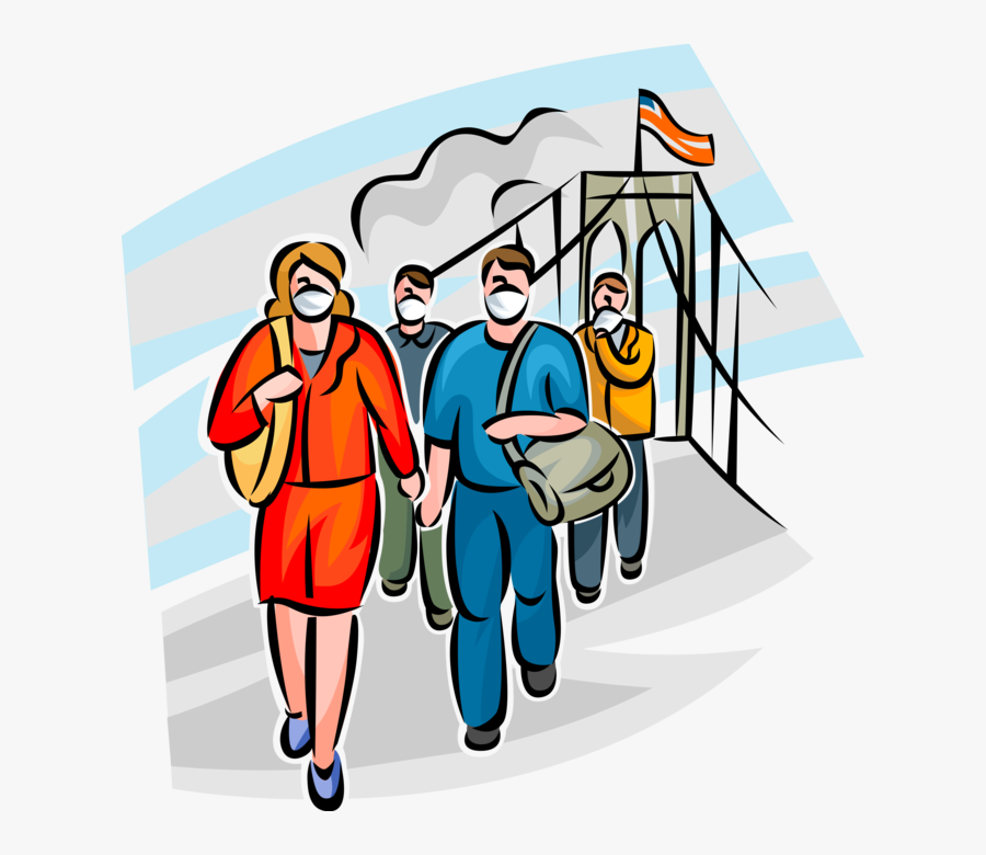 Vector Illustration Of Survivors Of World Trade Center - People In Evacuation Center Clip Art, Transparent Clipart