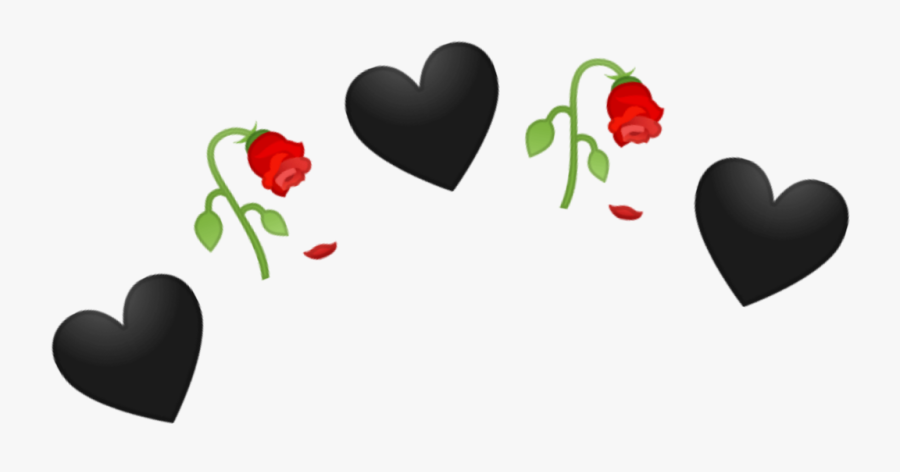 #heart #black #rose #crown - Heart, Transparent Clipart