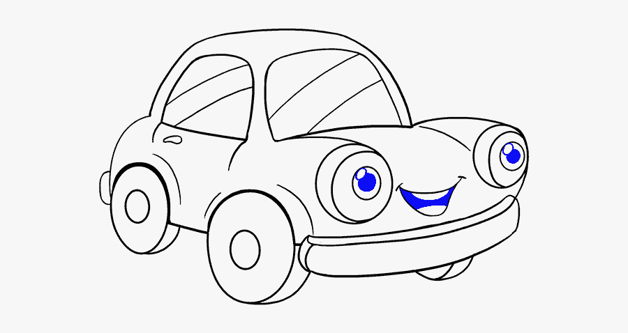 How To Draw A Cartoon Car Easy Step By Step Drawing - Car Drawing Cartoon, Transparent Clipart