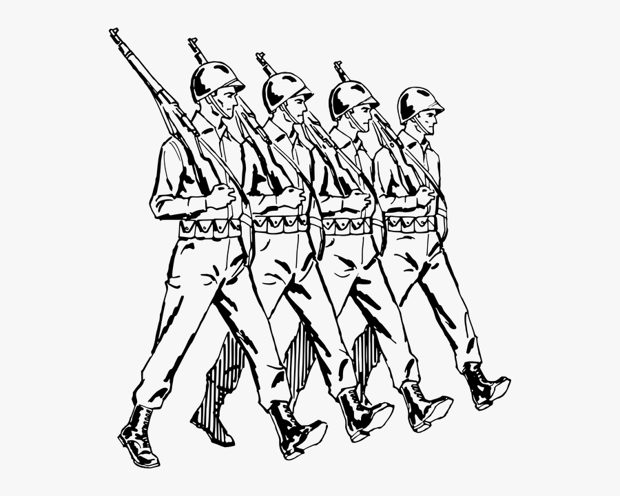 Free Vector Graphic Army Gun March Marching Phalanx - Soldiers Clipart Black And White, Transparent Clipart