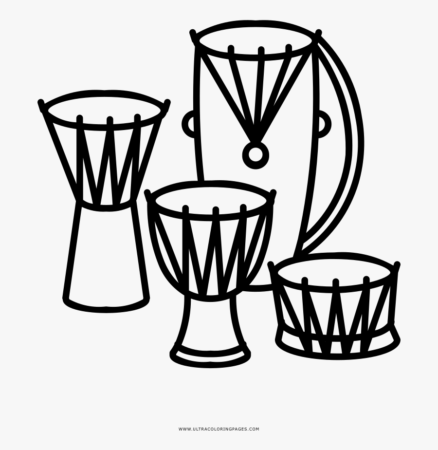 Drums Coloring Page - Illustration, Transparent Clipart