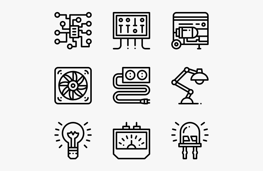 Electrician Tools - Pixel Icons, Transparent Clipart