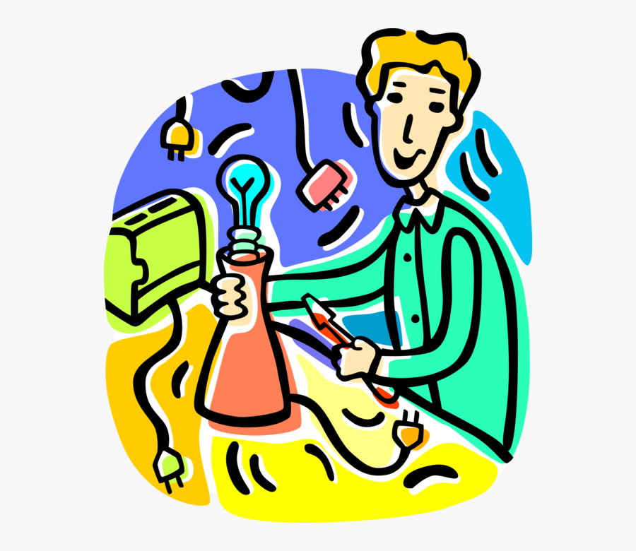 Vector Illustration Of Electrician Wiring Electric, Transparent Clipart