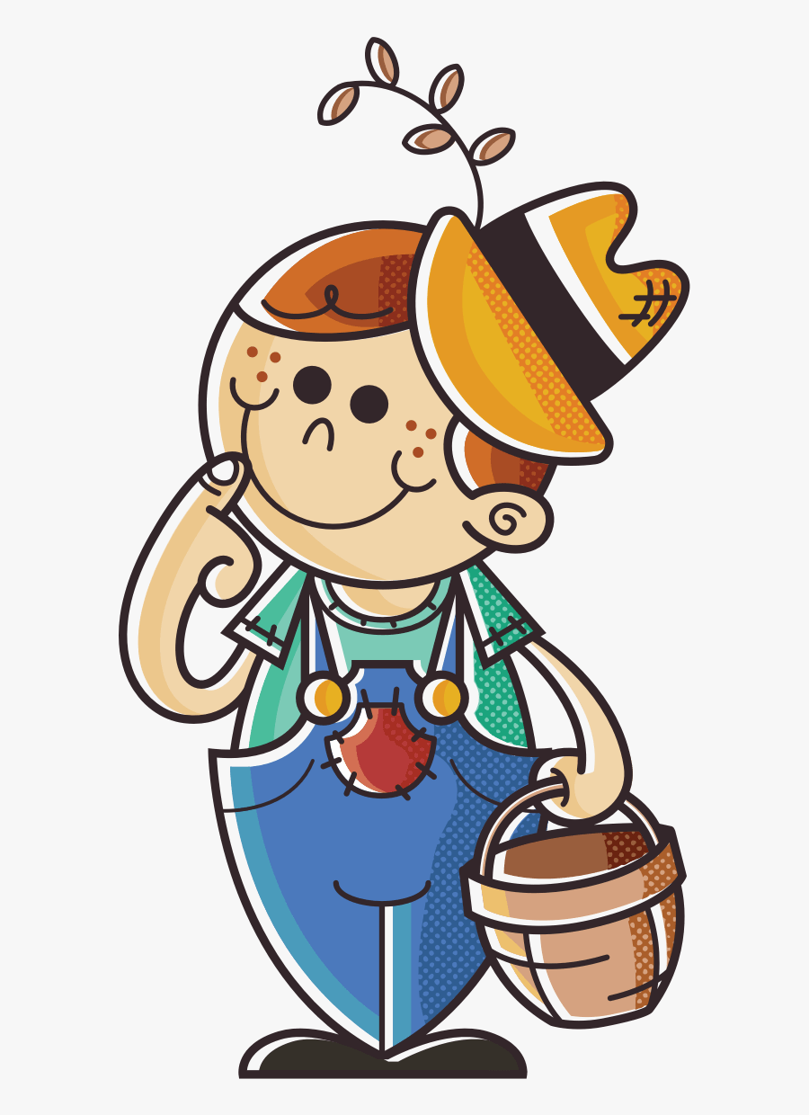 Farmer Boy With Basket, Transparent Clipart