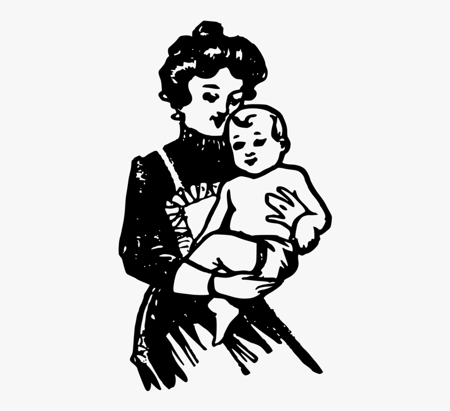 Emotion,art,monochrome Photography - Kucağında Bebek Tutan Kadın Çizim, Transparent Clipart