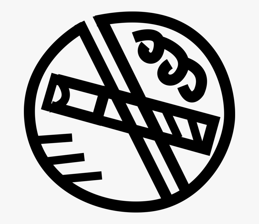 Vector Illustration Of No Smoking Or Tobacco Cigarette - Emblem, Transparent Clipart