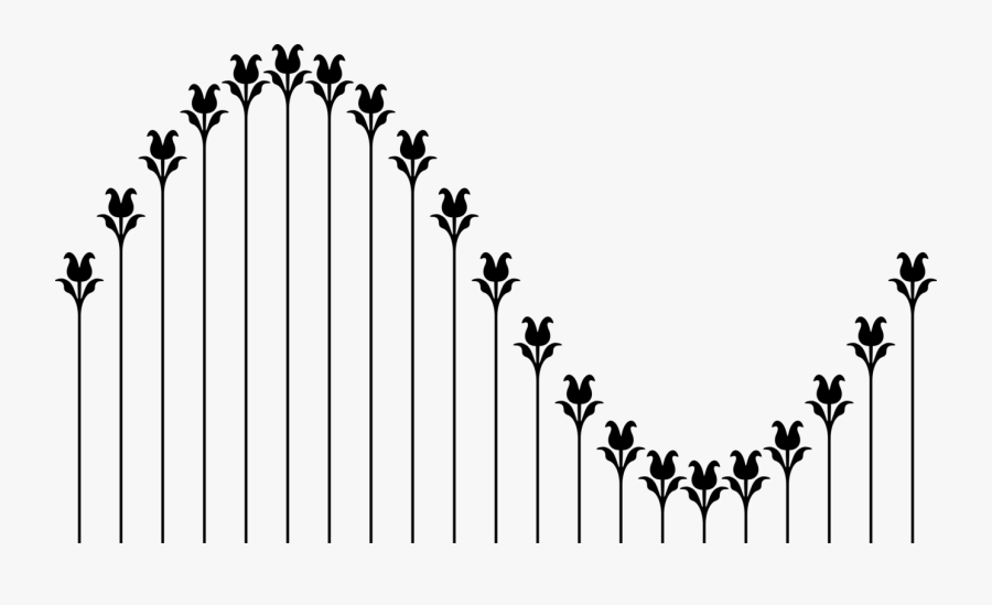 Line Art,flora,leaf - Black And White Rows Of Flowers Clipart, Transparent Clipart