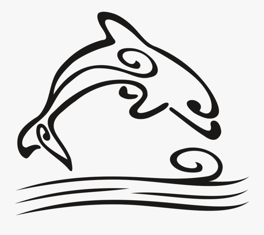 Delfin, Jump, The Waves, Water, Tattoo, Fins, Mammal - Delfin Tatuaje Png, Transparent Clipart