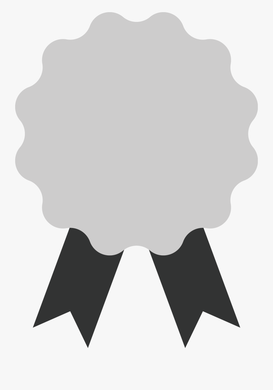 Gray Wave Border Badge With Black Ribbon - Badge In Black And White, Transparent Clipart