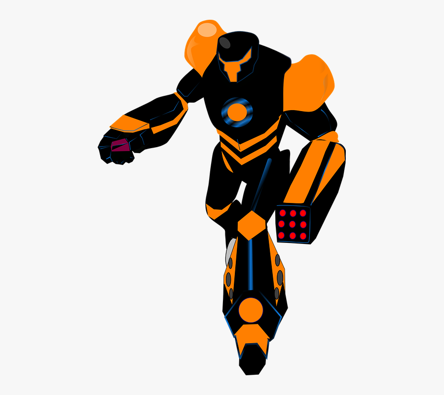 Robot, Black, Orange, Transformer, Android, Robotics - Killer Robot Clip Art, Transparent Clipart