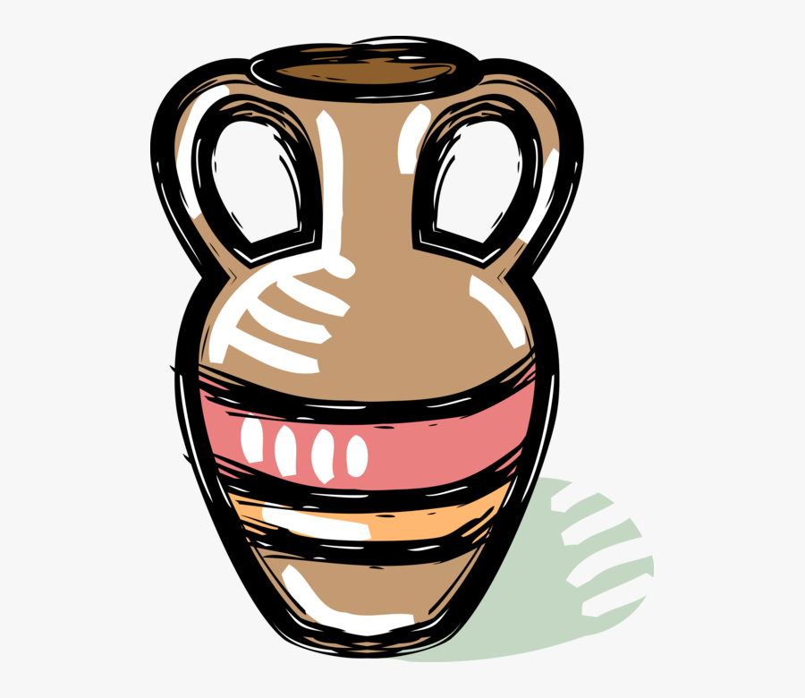 Vector Illustration Of Terracotta Vase Or Amphora Container, Transparent Clipart