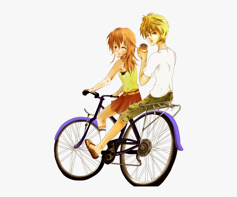 Clip Free Riding By Blu Tea - Boy Riding A Bicycle Anime, Transparent Clipart