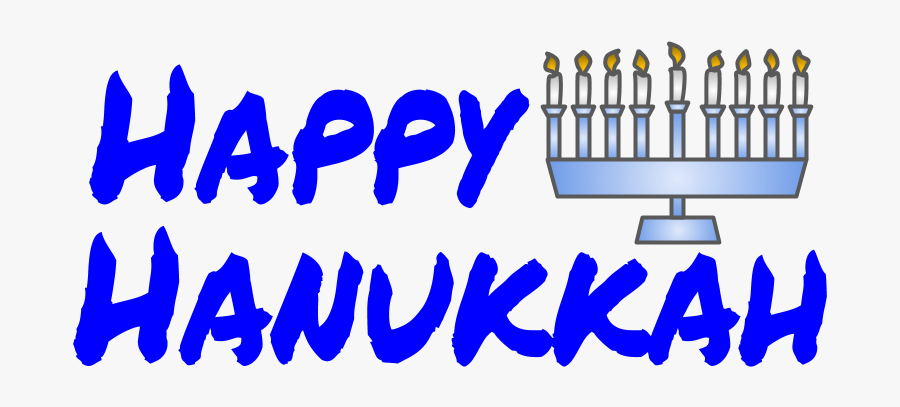 Happy Hanukkah, Blue Letters, Menorah, Transparent Clipart