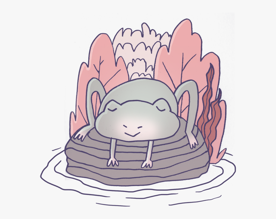 Frog Taking A Break From His Flow On A Rock - Cartoon, Transparent Clipart