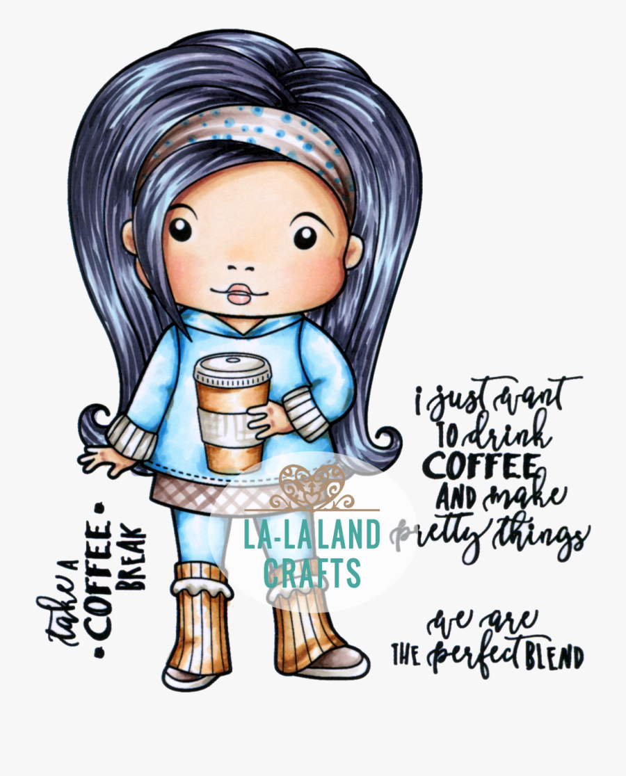 Coffee Break Marci Digi Stamp - La La Land Crafts Rubber Cling Stamps, Transparent Clipart