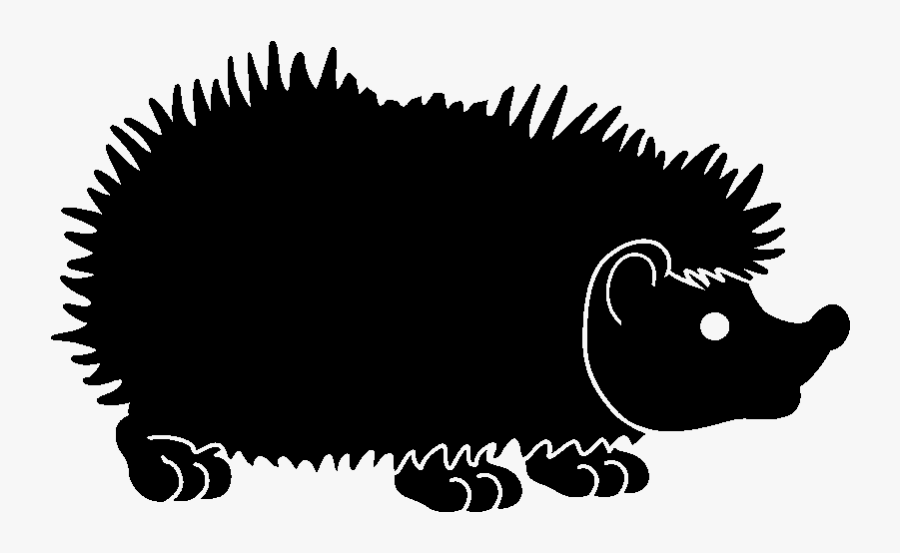 Hedgehog Black Silhouette White - Illustration, Transparent Clipart