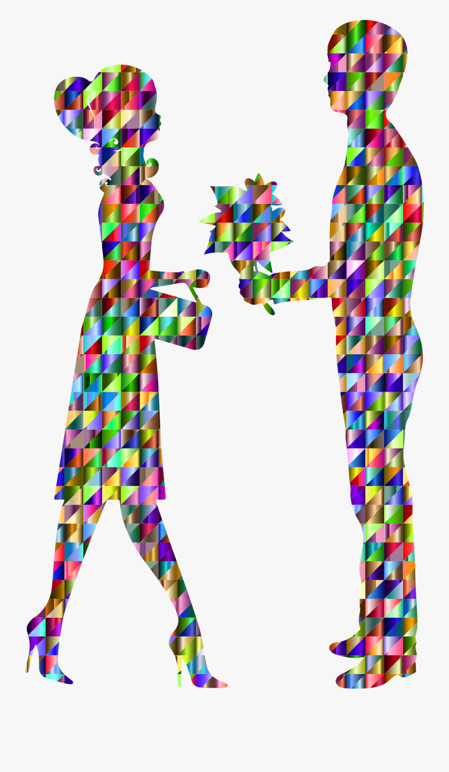 Chromatic Triangular Romantic Young Couple Clip Arts - Love Male And Female, Transparent Clipart
