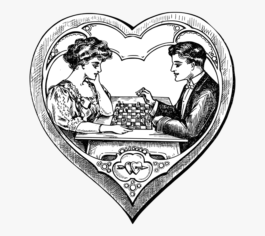 Heart, Love, Casal, In Love, Romantic, Symbol - Victorian Art Black And White, Transparent Clipart